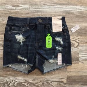 SO High Rise Shortie Dark Destructed Raw Hem 7/28 NWT